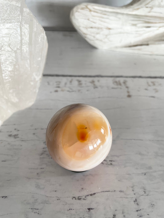 Carnelian Sphere Includes Wooden Holder