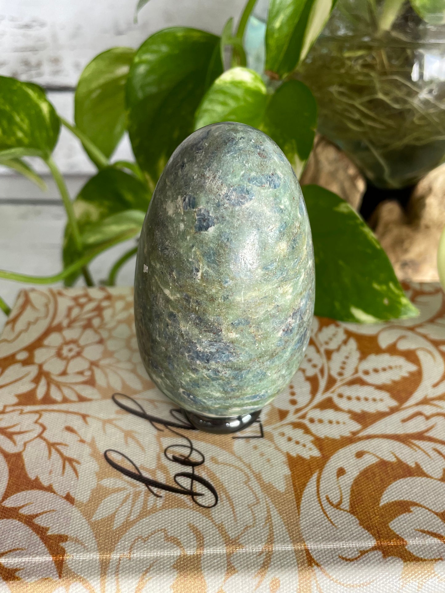 Ruby Fuchsite Egg Includes Hematite Ring