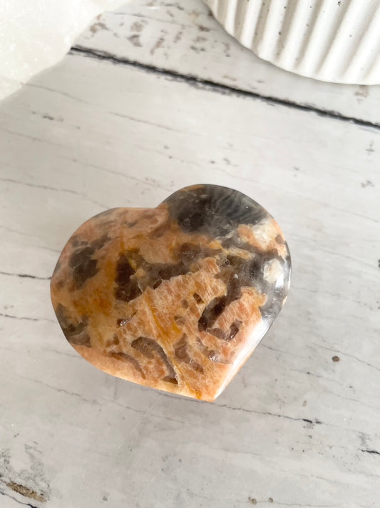 Smoky Quartz & Sunstone Heart