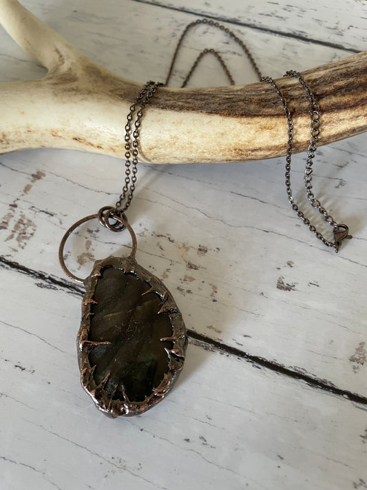 Copper Electroplated Necklace ~ Labradorite