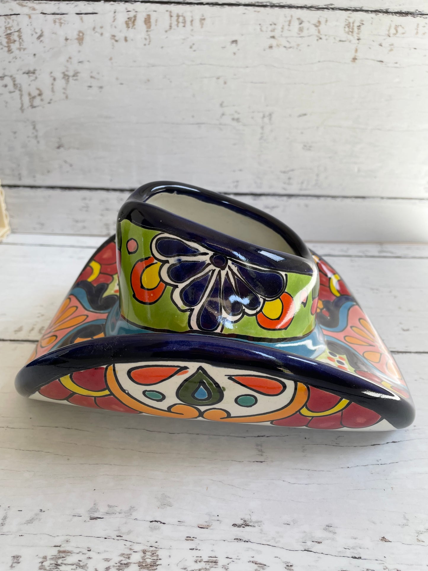 Mexican Talavera Cowboy Hat Planter