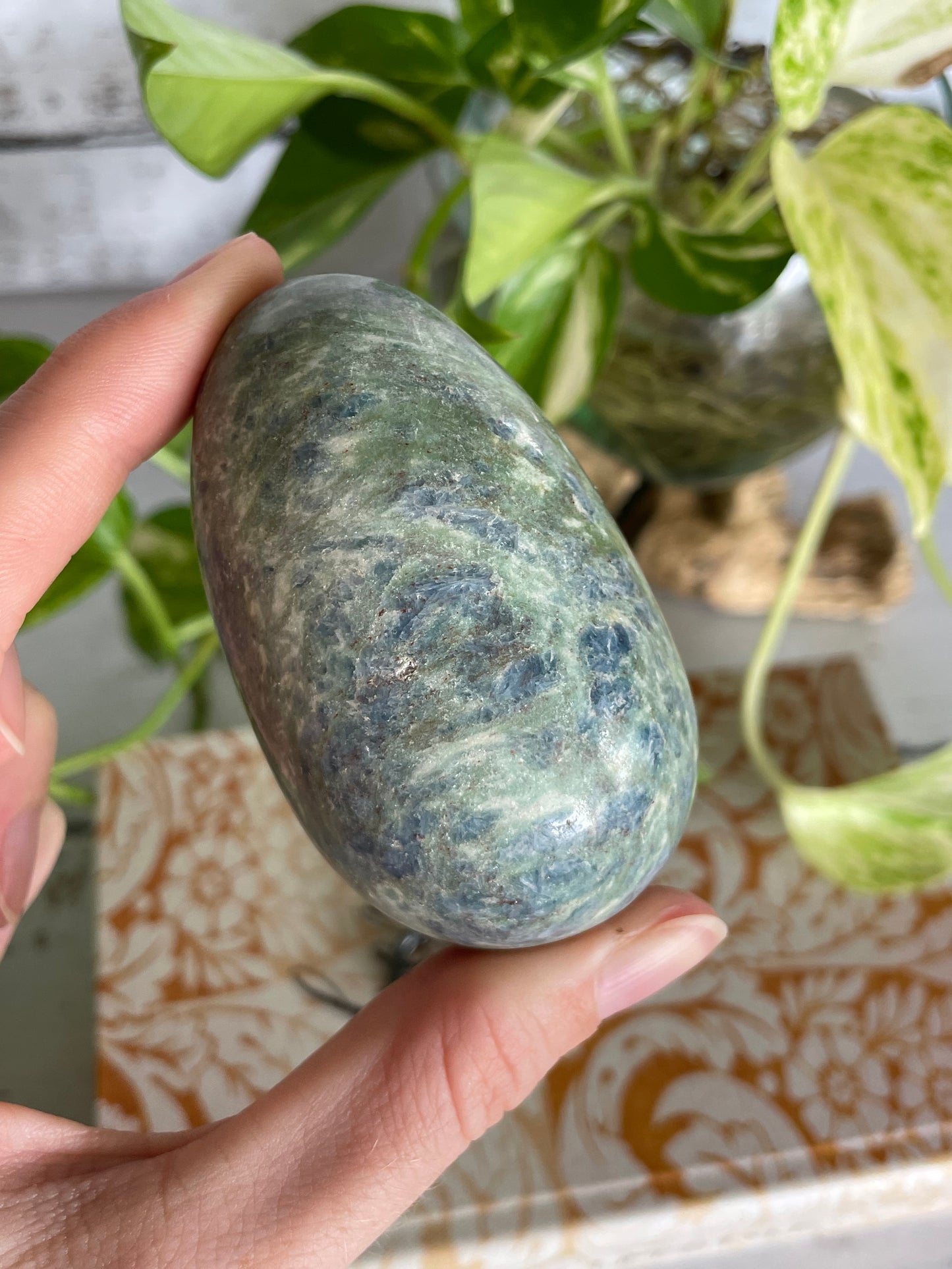 Ruby Fuchsite Egg Includes Hematite Ring