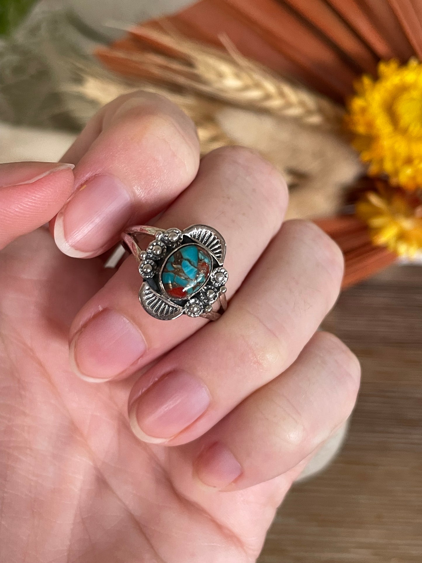 Blue Kingman Turquoise Silver Ring