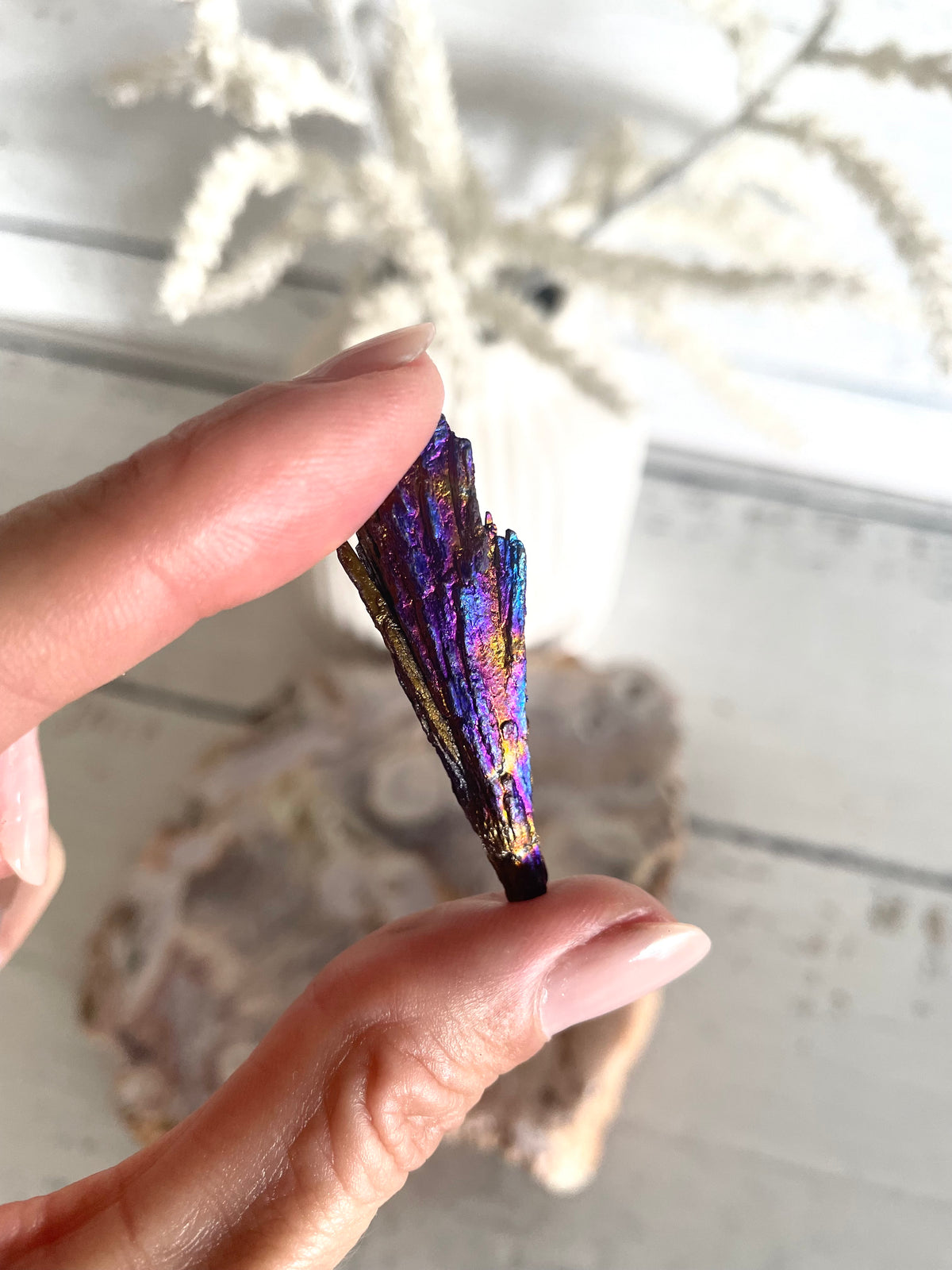 Black Kyanite Titanium Witch Fan/Broom