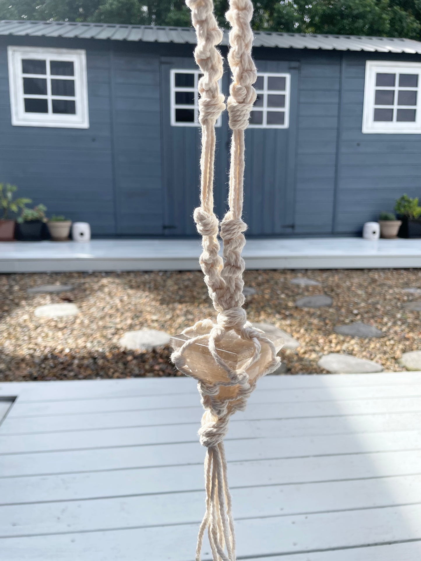 Made by Wayne Macrame Hanging - Smoky Quartz Pyramid