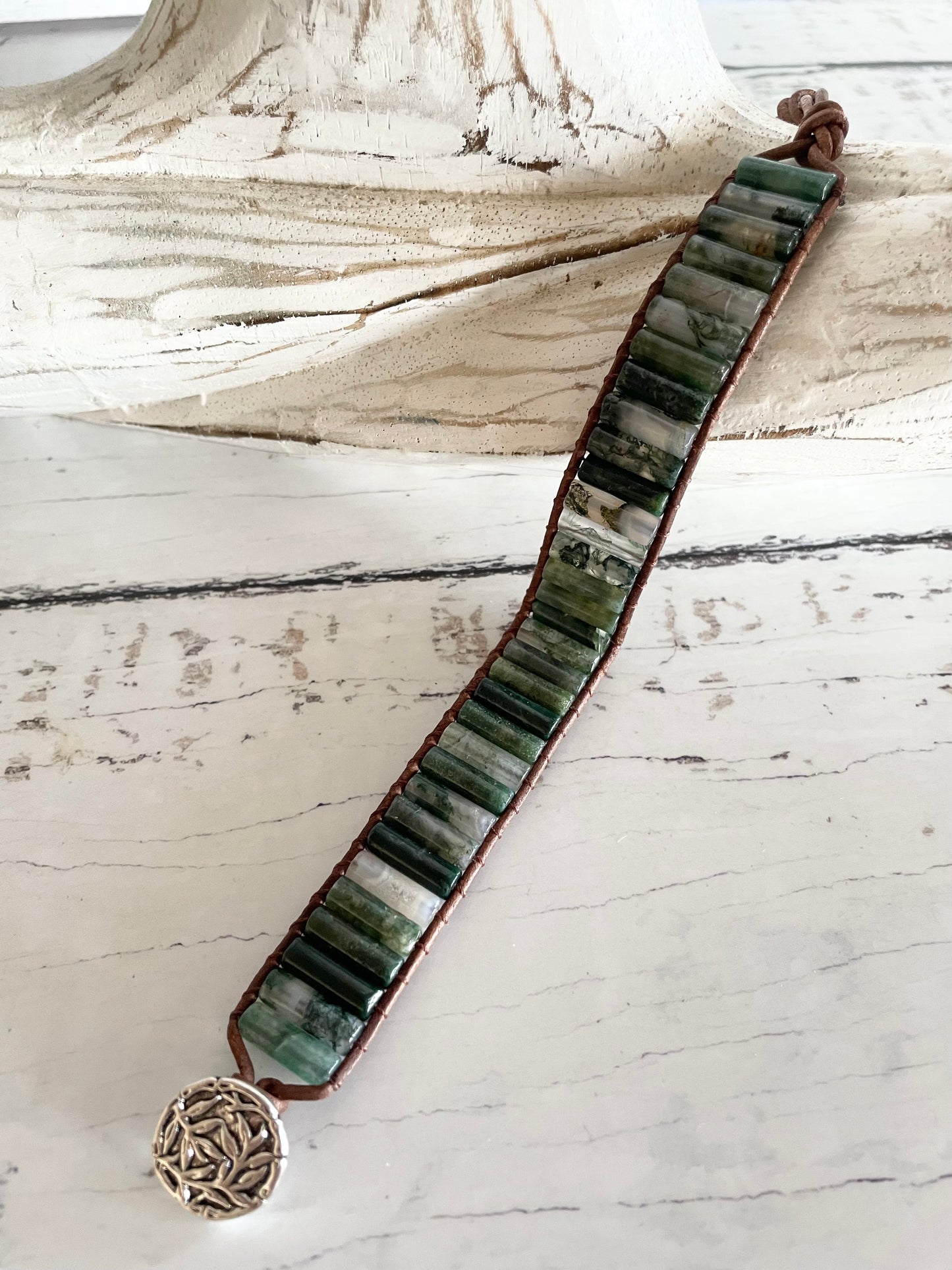 Adjustable Bracelet ~ Moss Agate