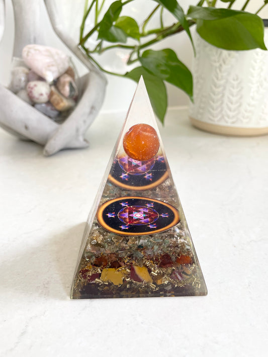 Orgone Pyramid ~ Mookaite & Mixed Aventurine