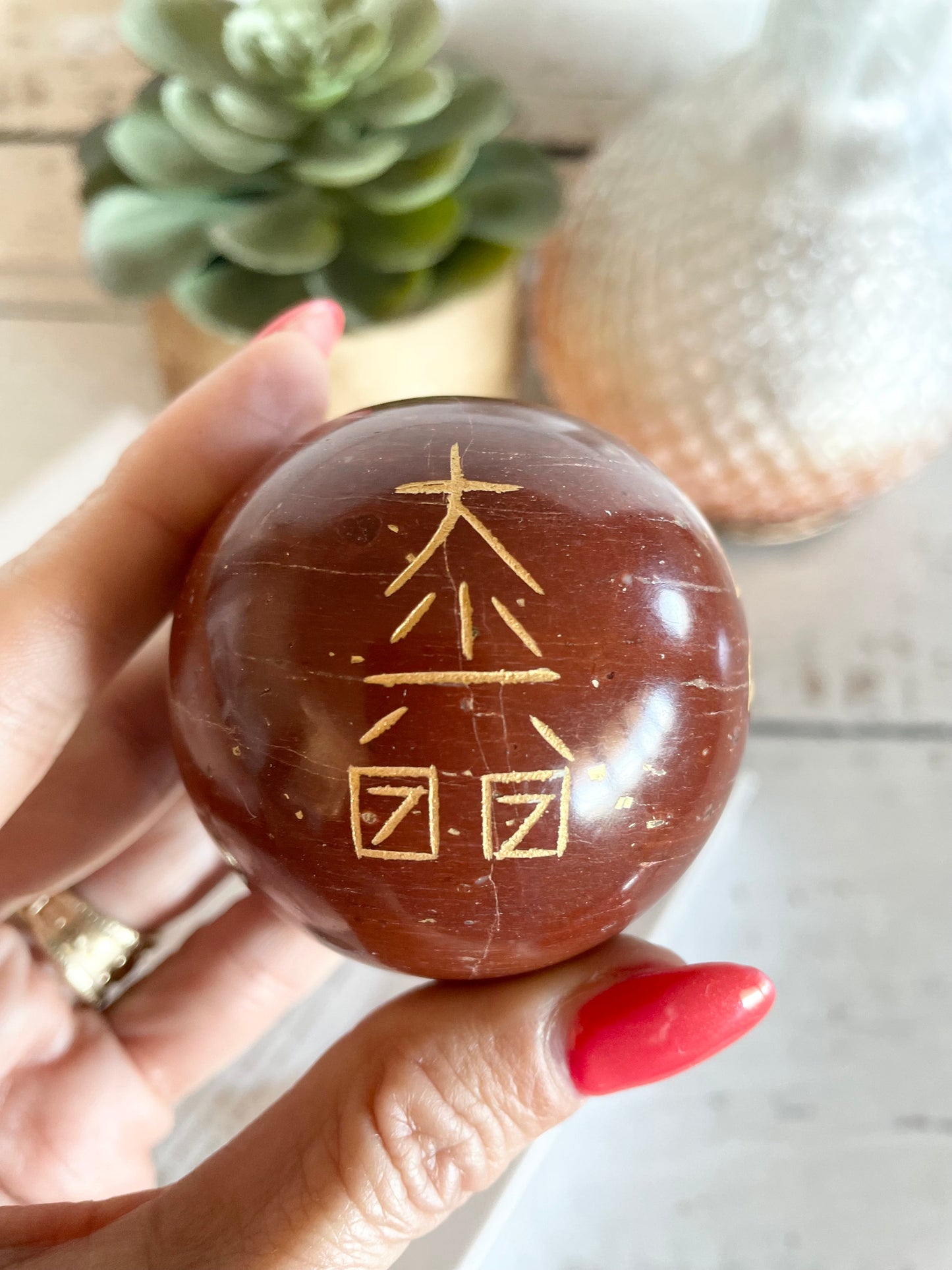Red Jasper Reiki Sphere Includes Holder