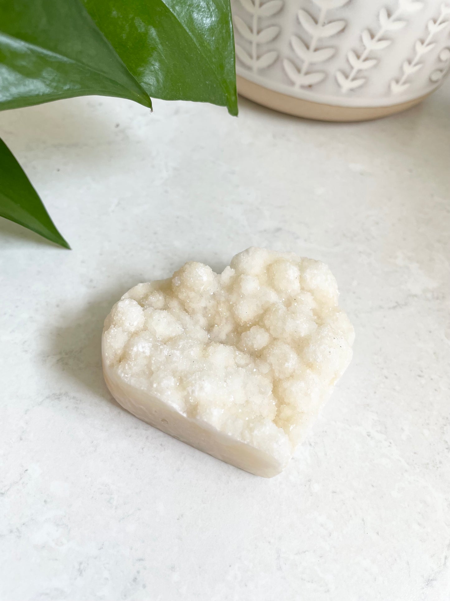 Druzy Snow Quartz Heart