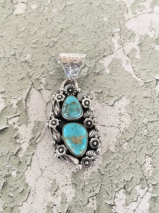 Navajo style Kingman Turquoise “Mother Nature” Pendant