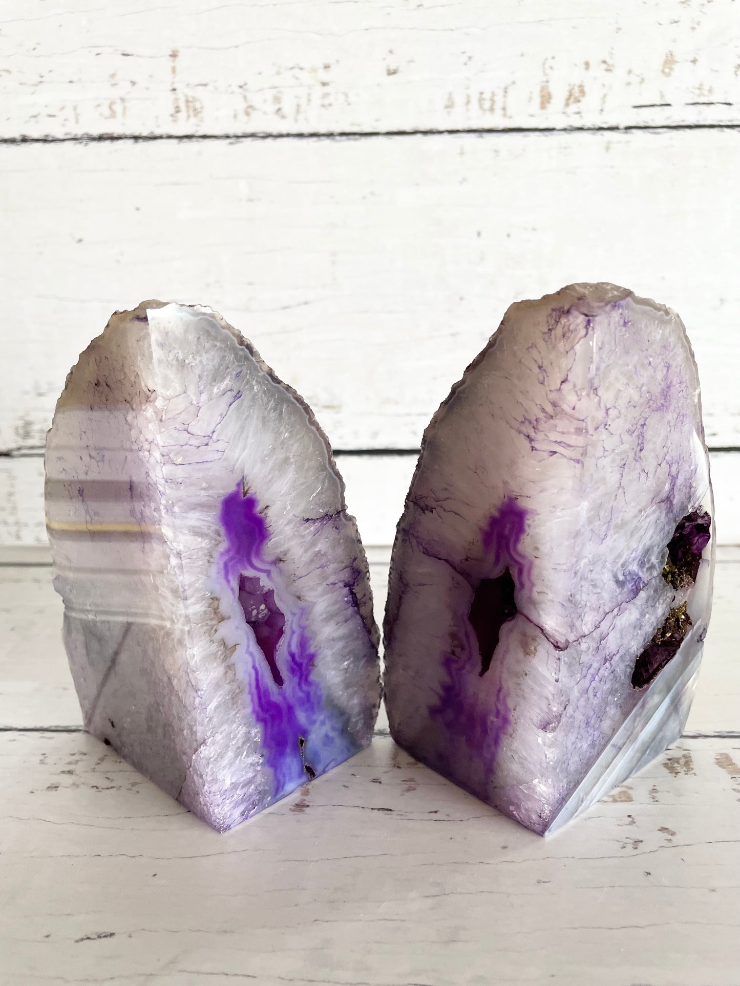 Agate Geode Book Ends ~ Purple