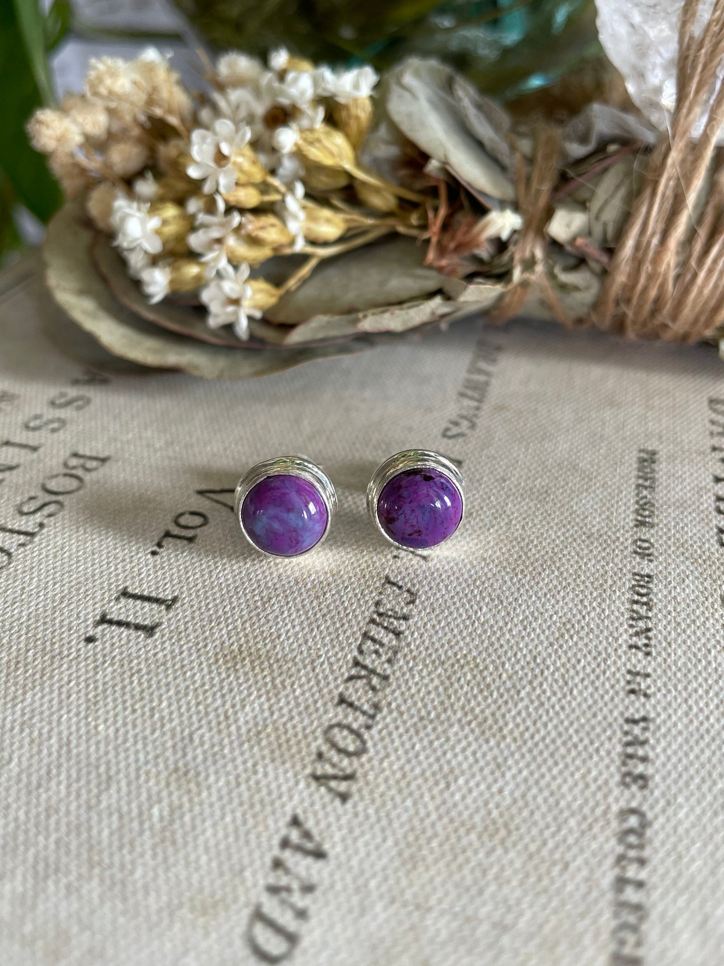 Mojave Purple Turquoise Silver Studs ~ Harmony