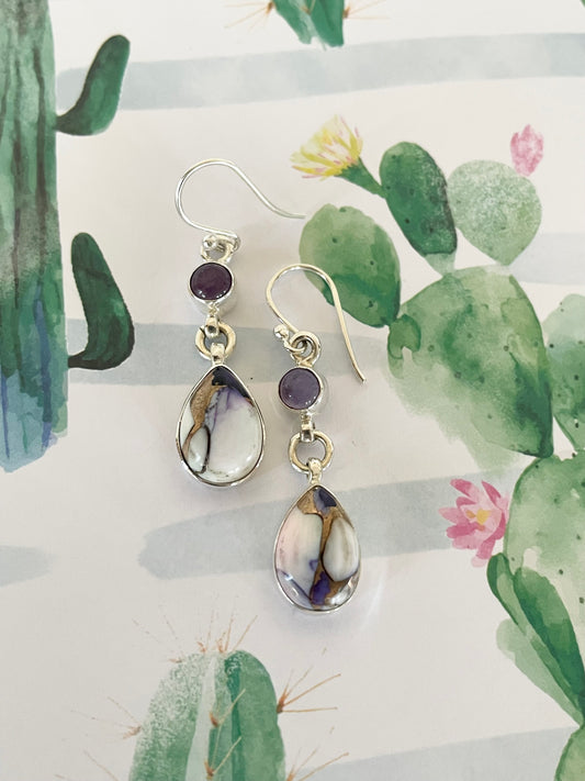Violet Dahlia Kingman Turquoise\Amethyst dangles