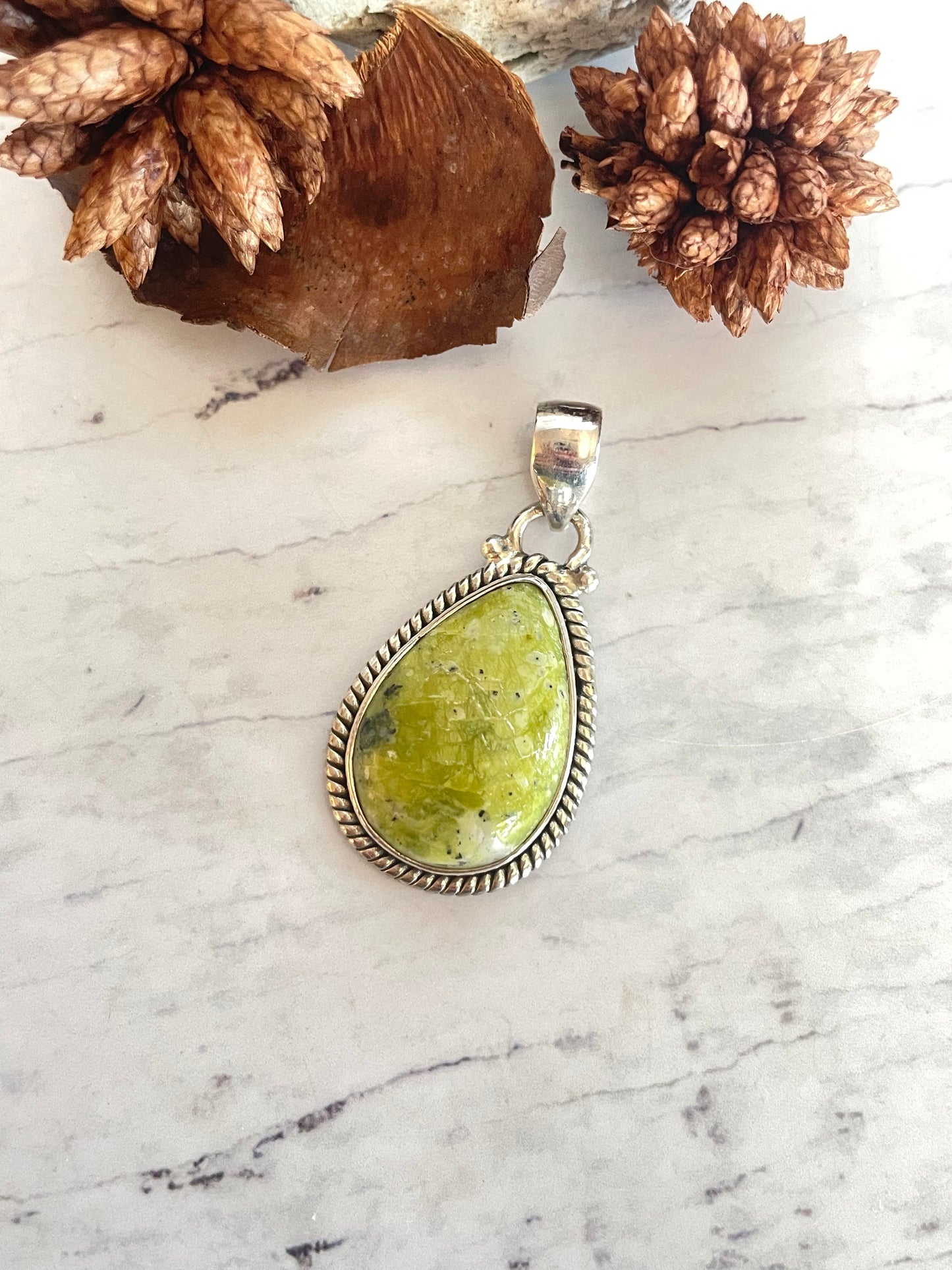 Lizardite /Yellow Serpentine Pendant