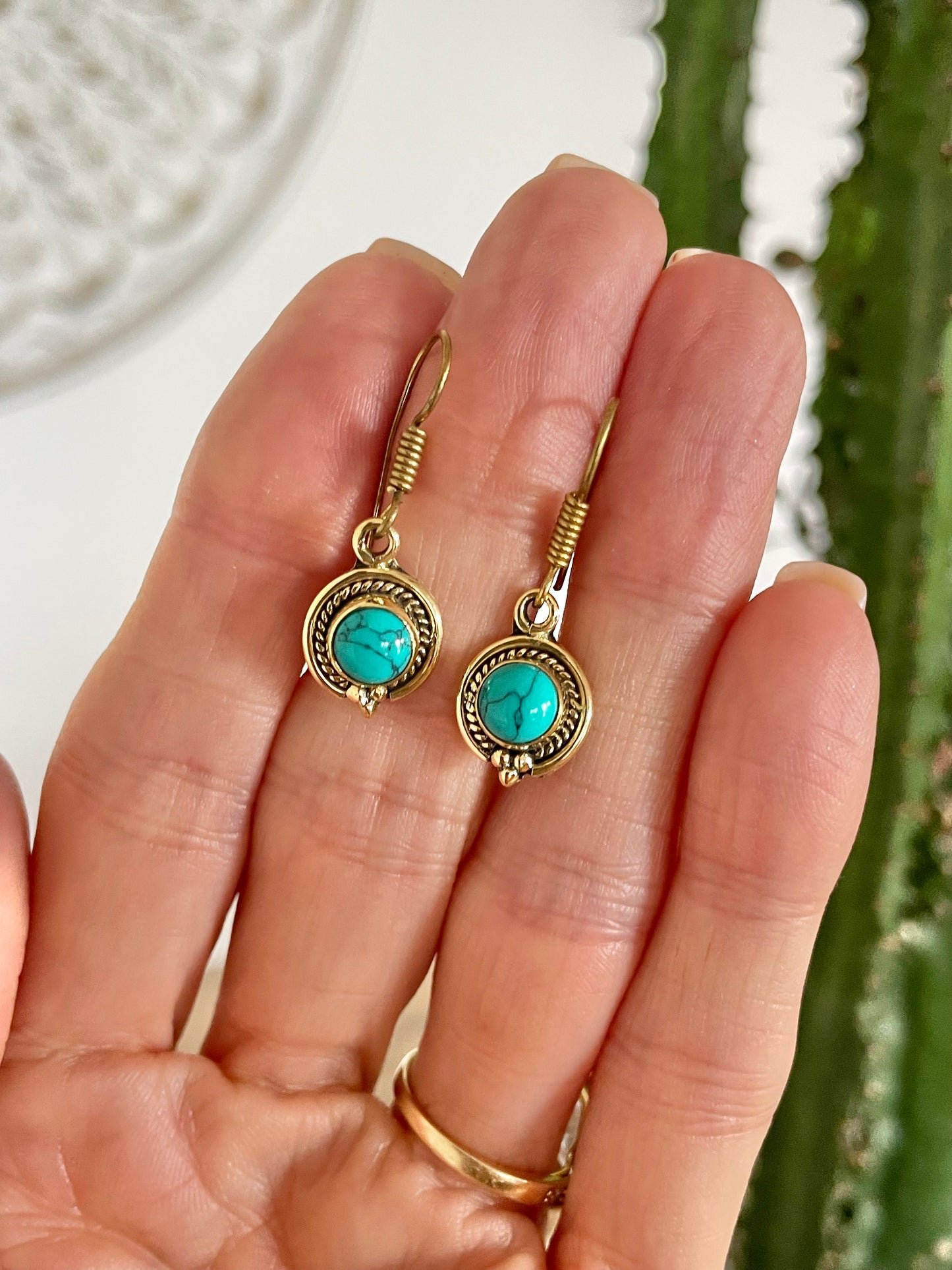 Turquoise Brass Dangles