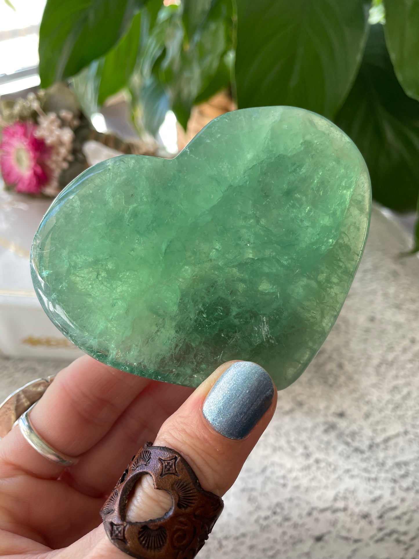 Green Fluorite Heart