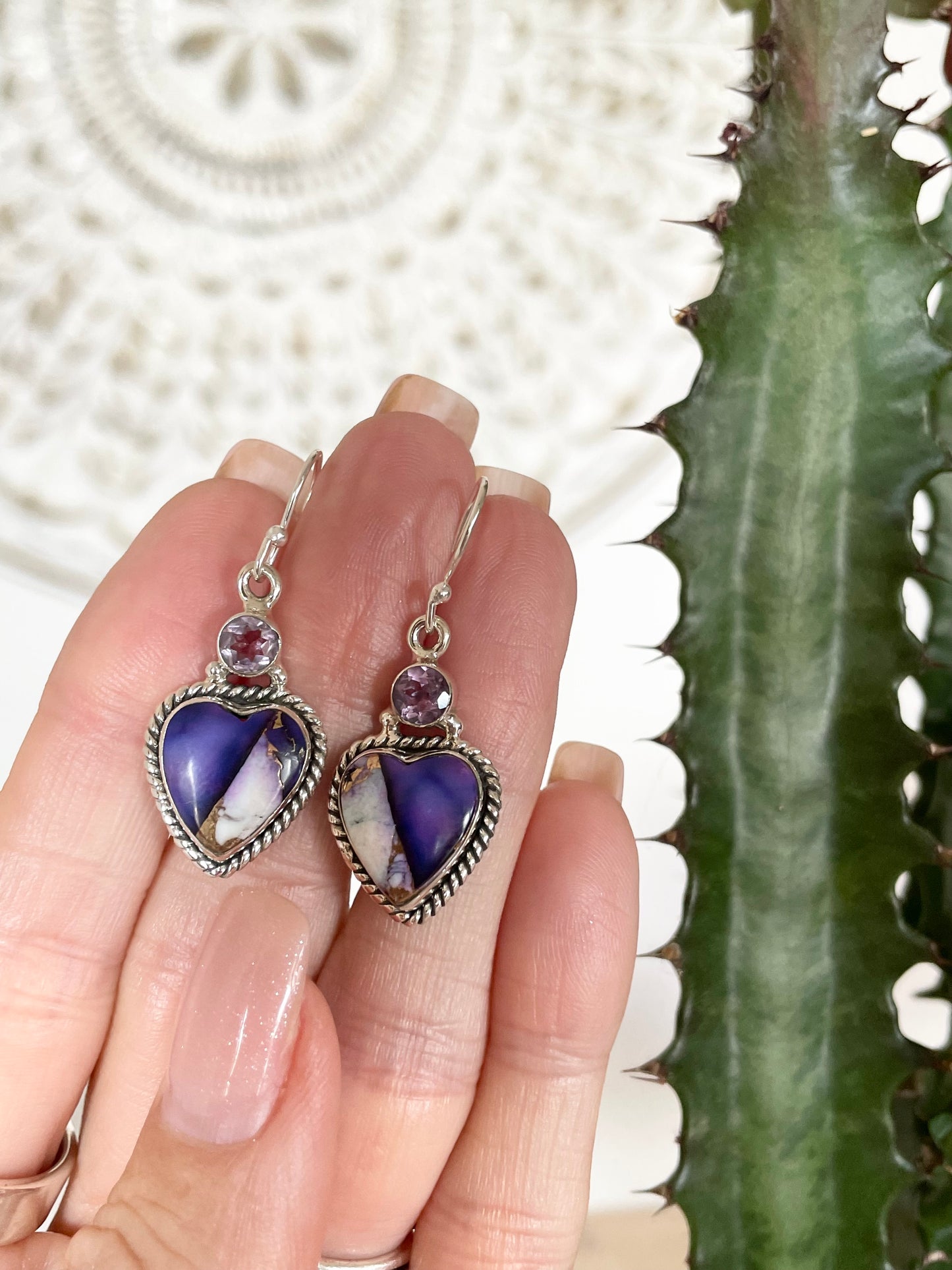 Violet Dahlia Turquoise & Amethyst Dangles