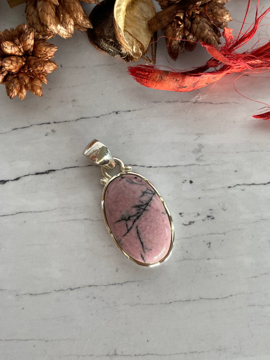 Rhodonite Silver Pendant