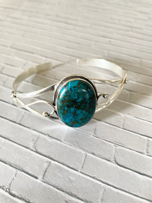 Chrysoprase silver cuff