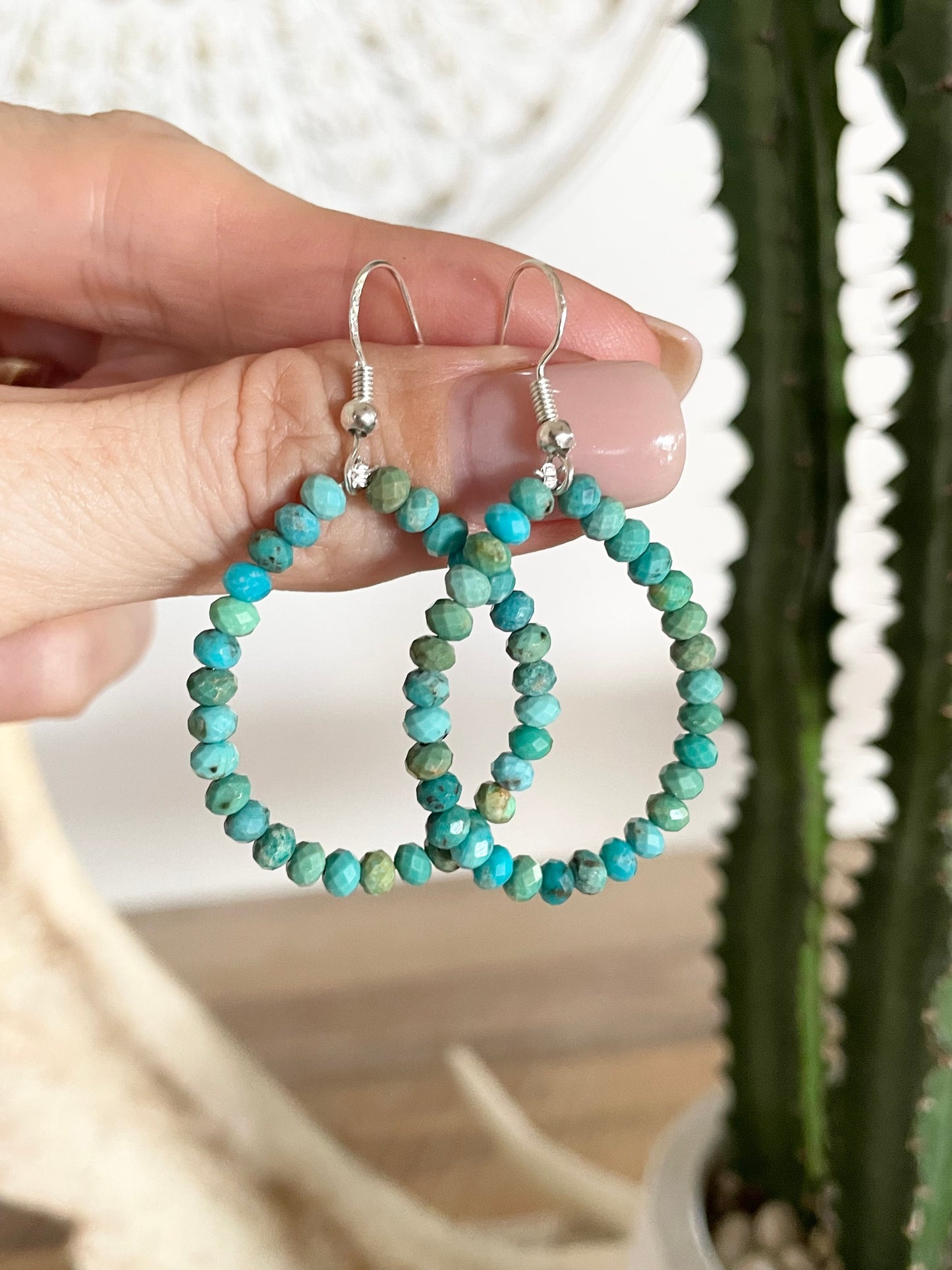 Faceted Arizona Turquoise Earrings - handmade by Wayne