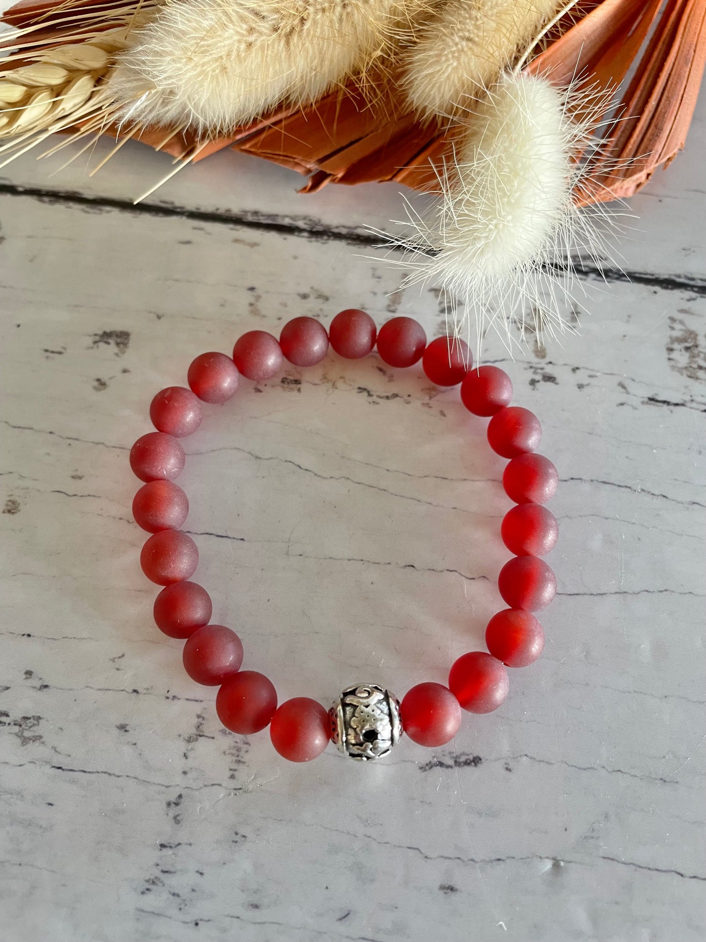 Frosted Red Agate Frosted Healing Bracelet ~ GODDESS