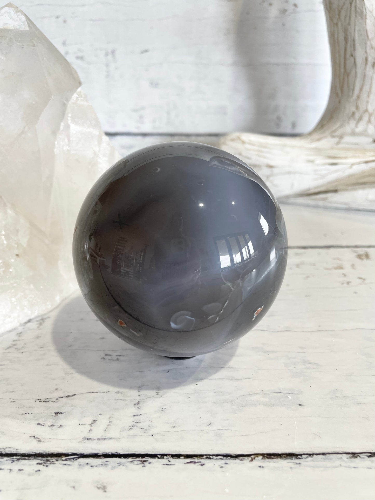 Football Agate Sphere Includes Wooden Holder