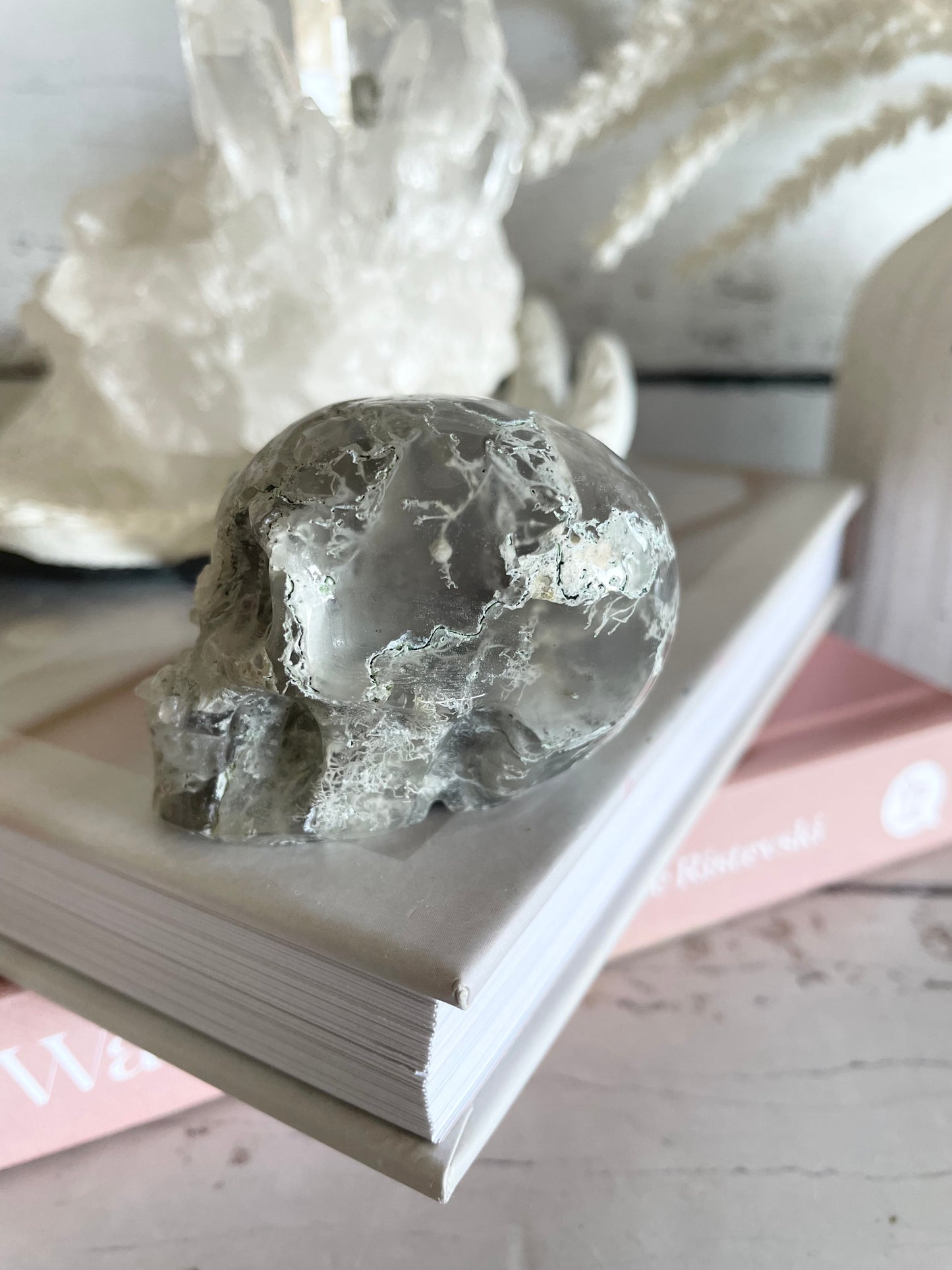 Moss Agate Skull