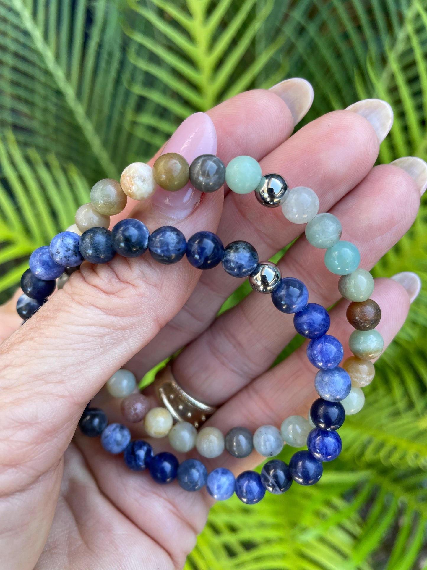 Double Stacker Bracelet - Mixed Amazonite/Sodalite