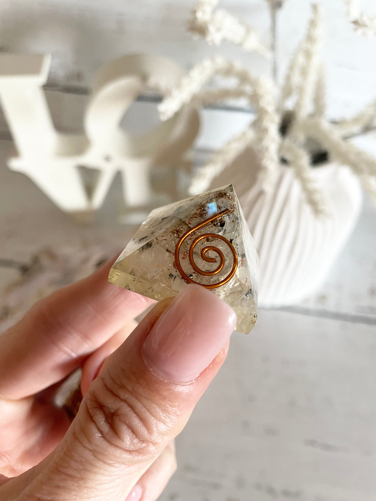 Orgone pyramid ~ Rainbow Moonstone
