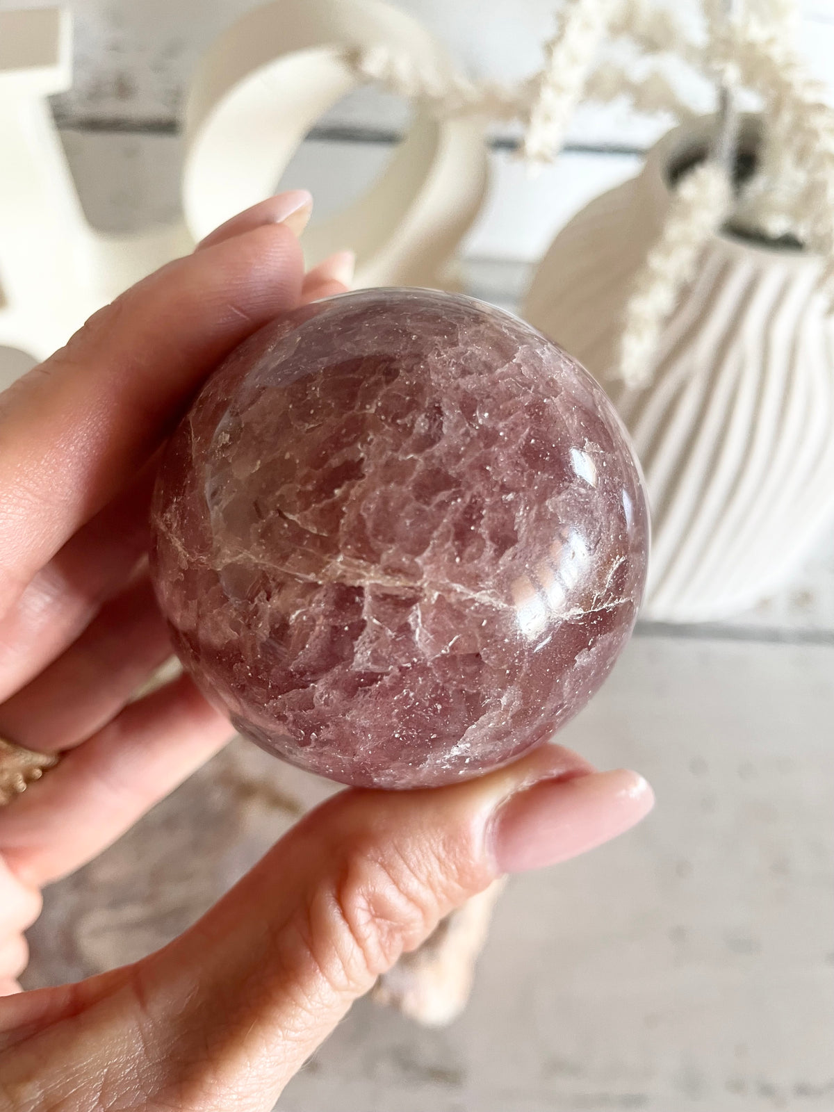 Strawberry Quartz Sphere includes holder