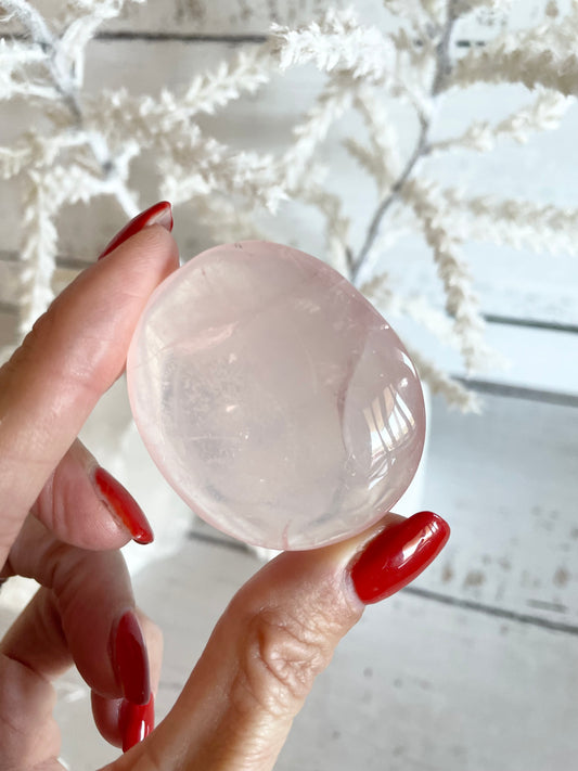 Rose Quartz Pillow Palm Stone