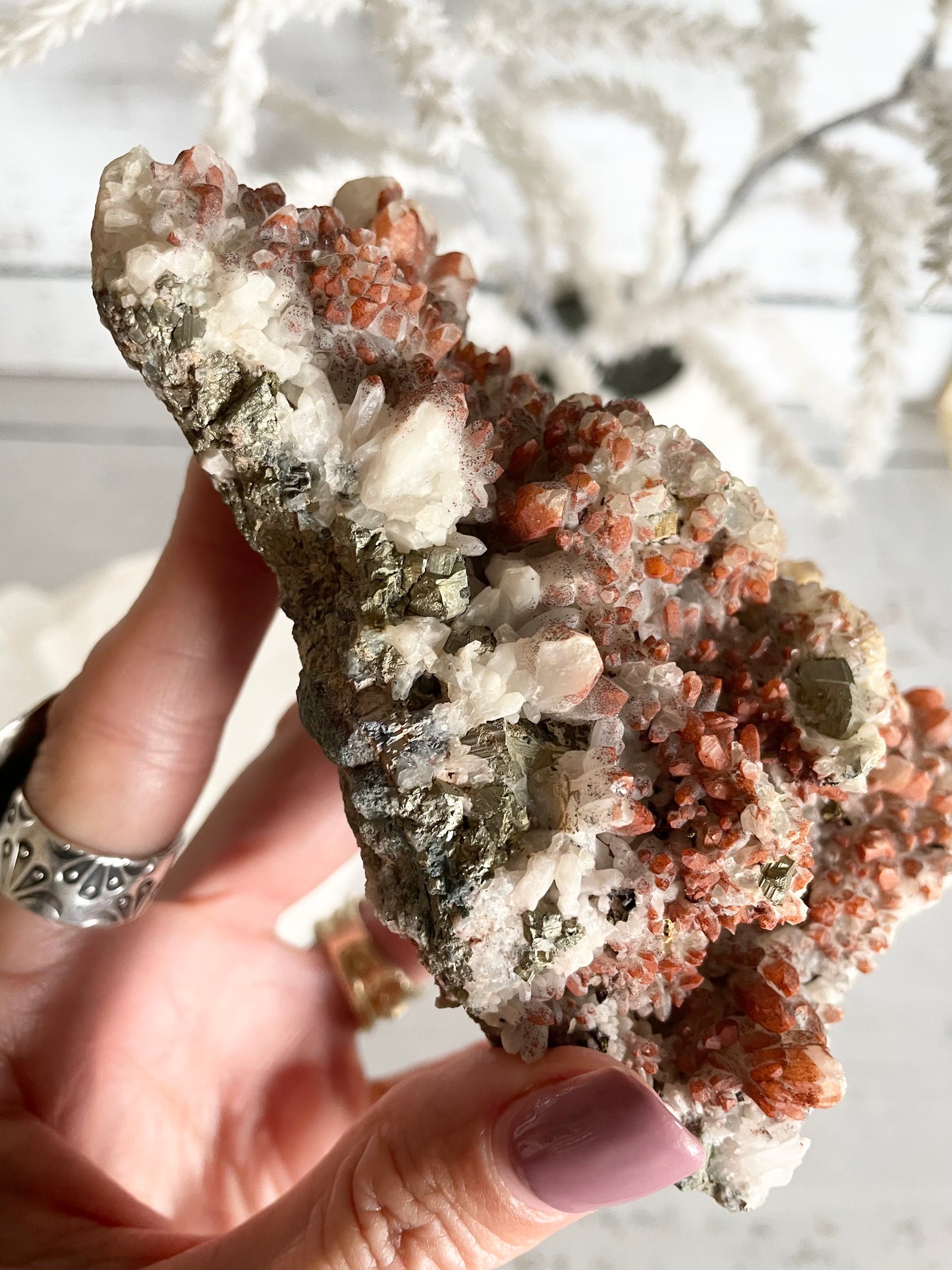Pyrite Red Quartz Cluster