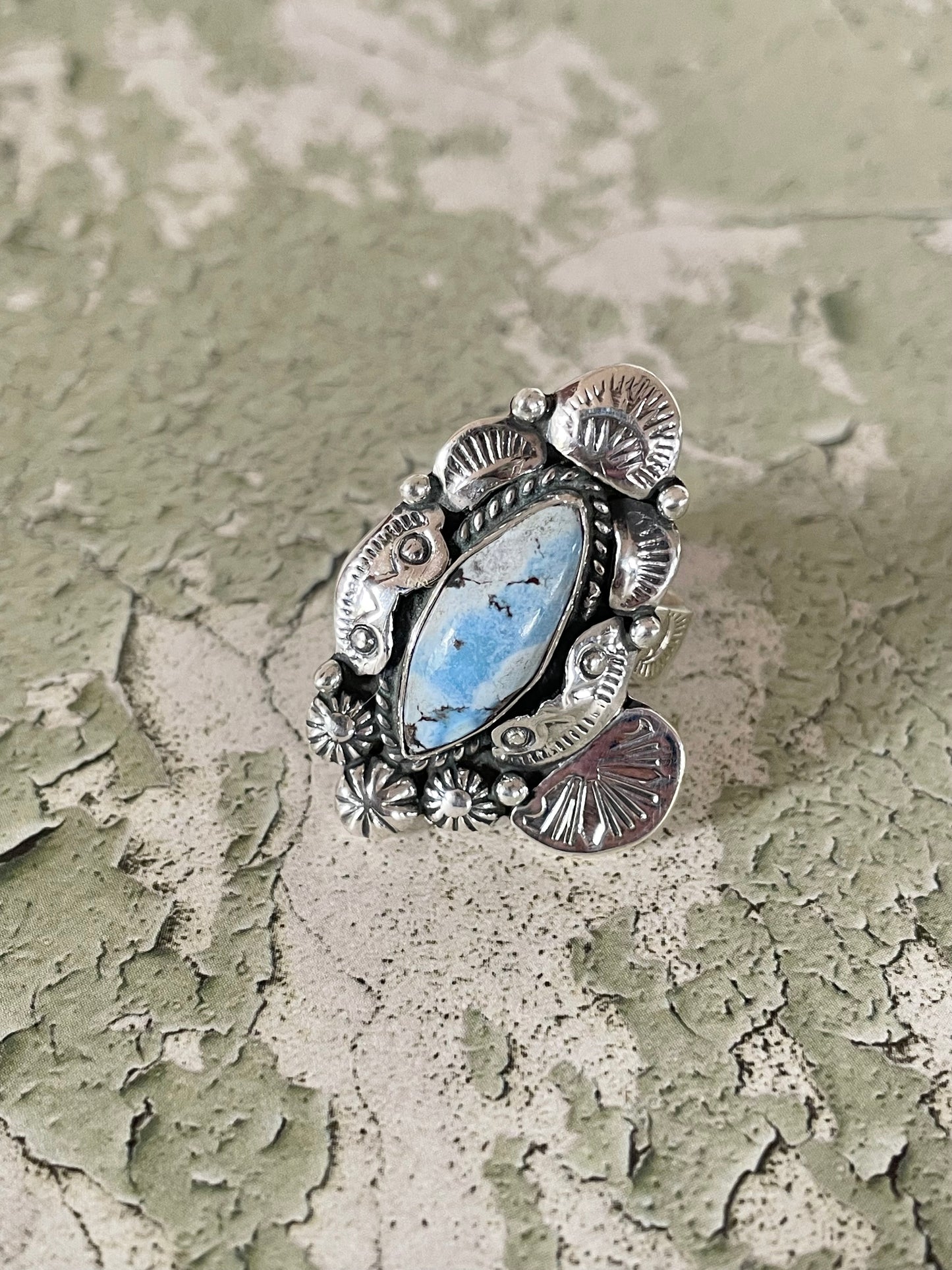 Golden Hills Turquoise Navajo Ring ~ Adjustable 7 - 10