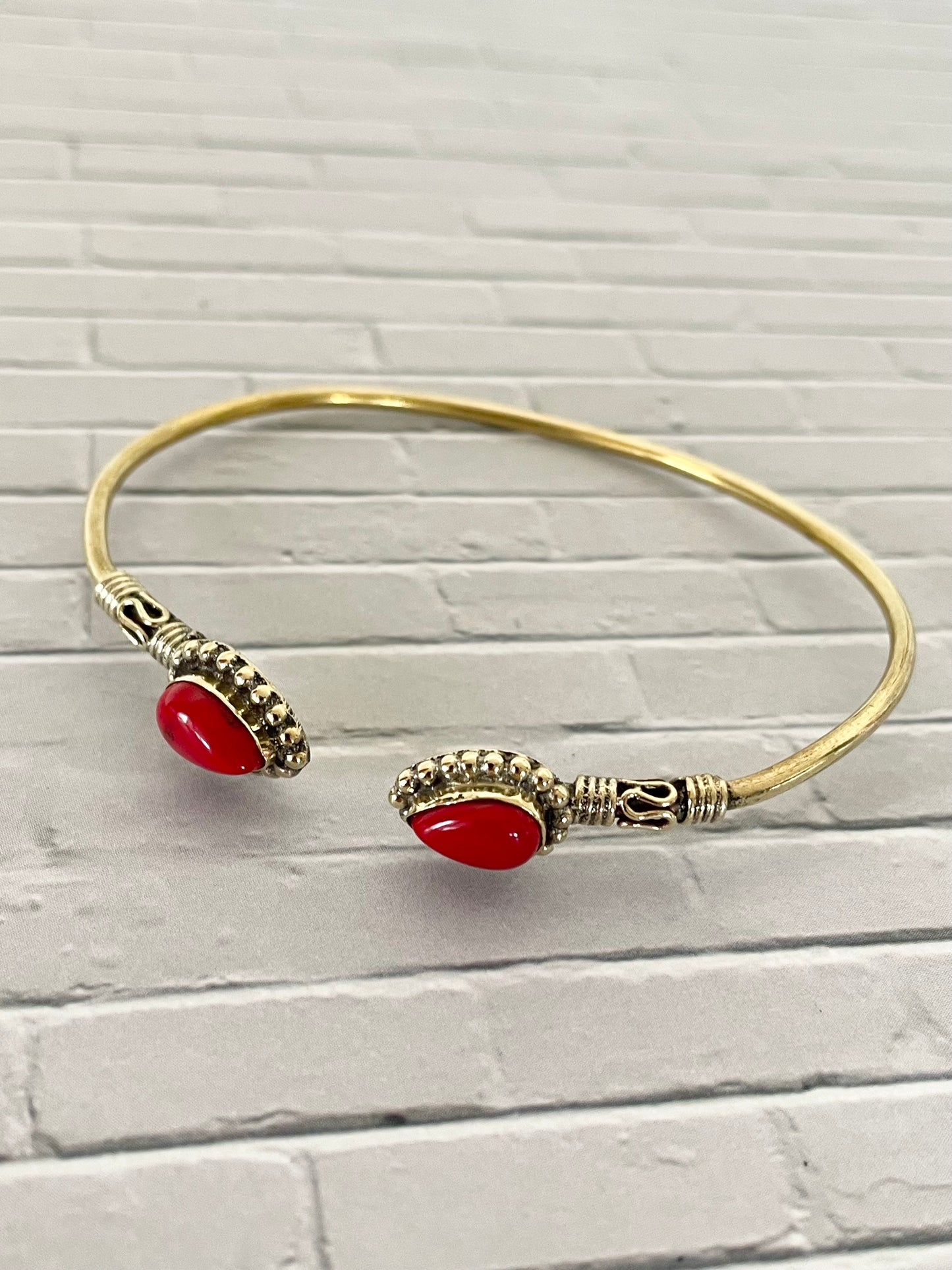 Coral Brass Cuff ~ adjustable