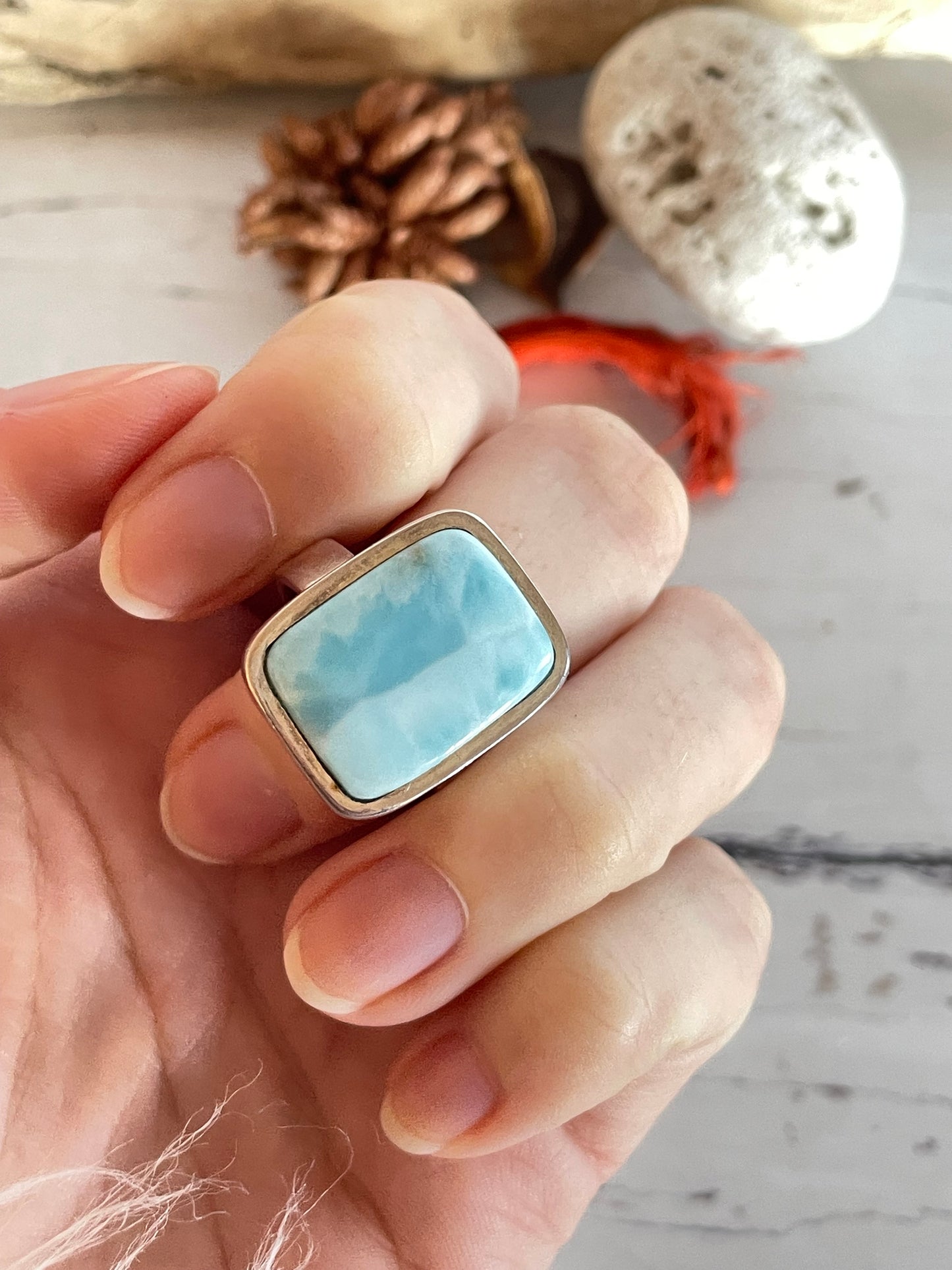 Larimar /Atlantis Stone Silver Ring