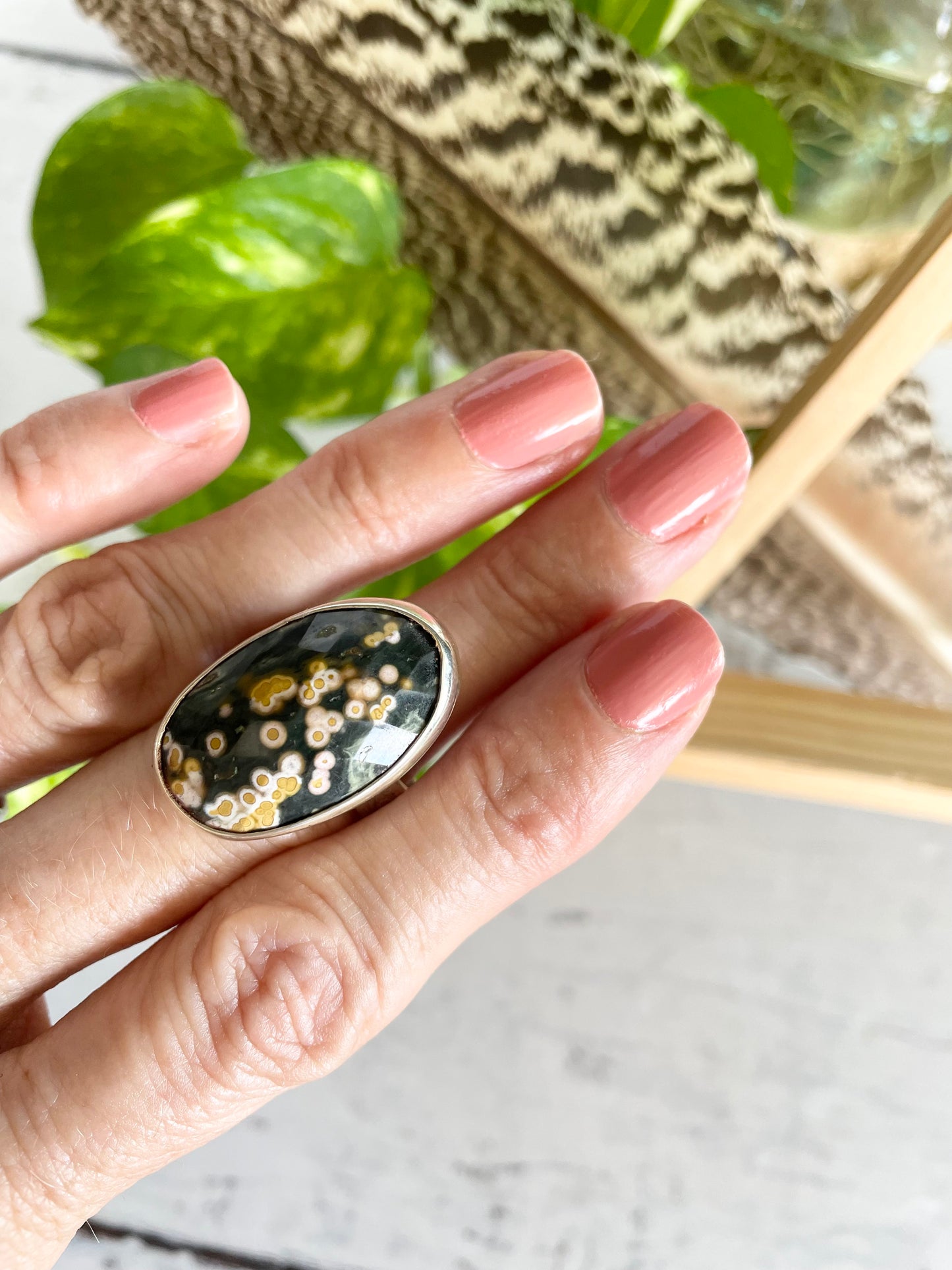 SweetGrass Jasper ~ Ocean Jasper Faceted Ring