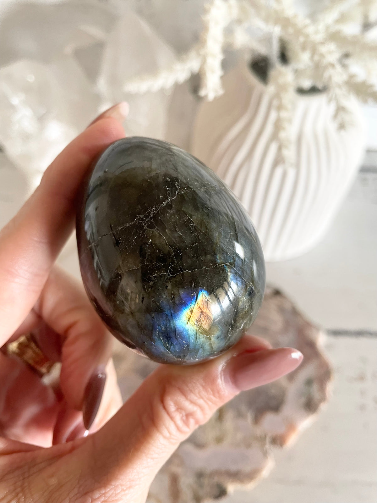 Labradorite Egg with holder