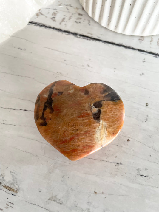 Smoky Quartz & Sunstone Heart