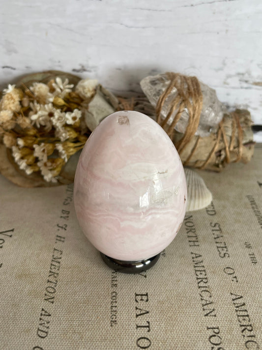 Mangano Calcite Egg Includes Hematite Ring