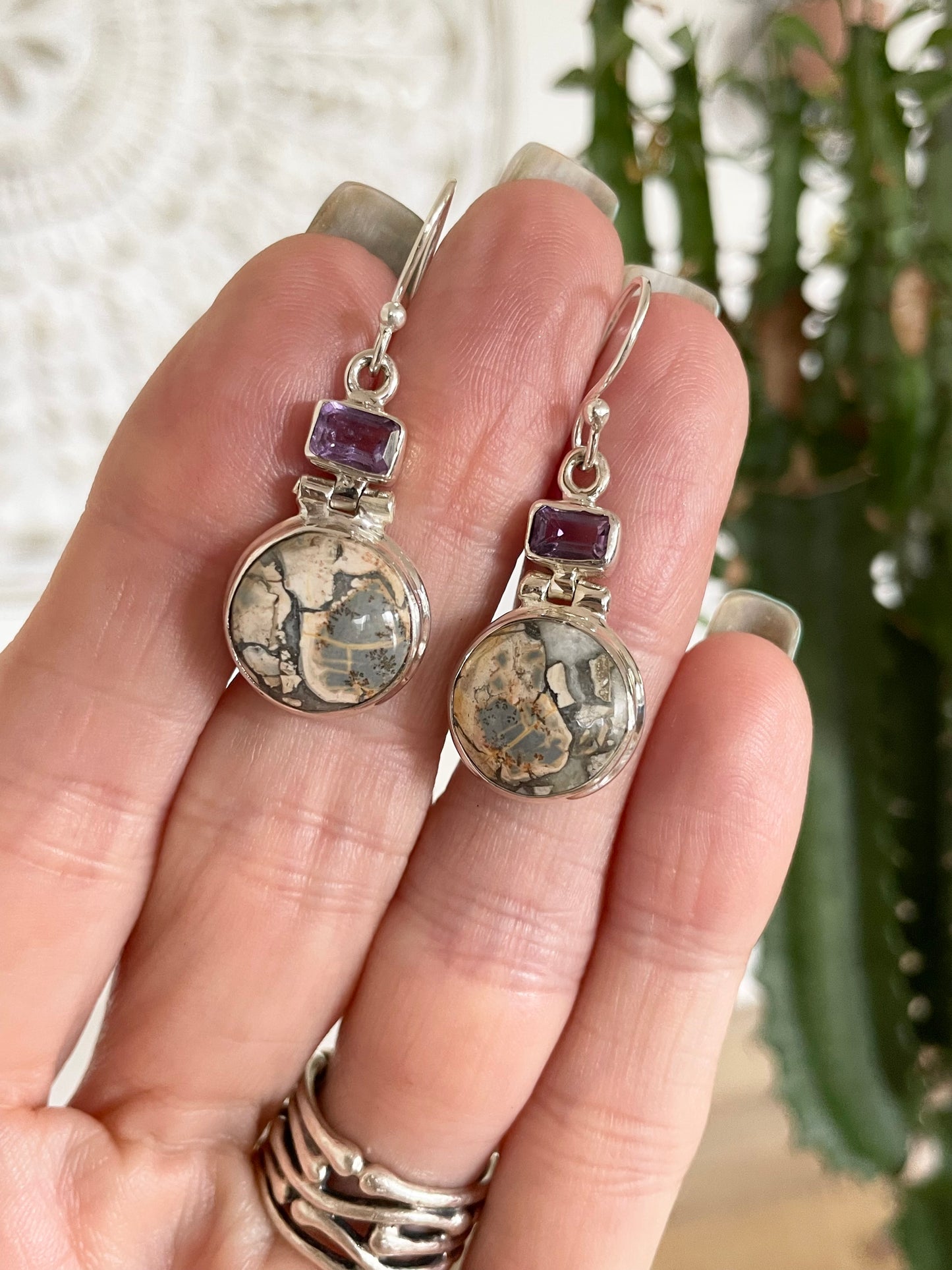 Malinga Jasper & Amethyst Dangles