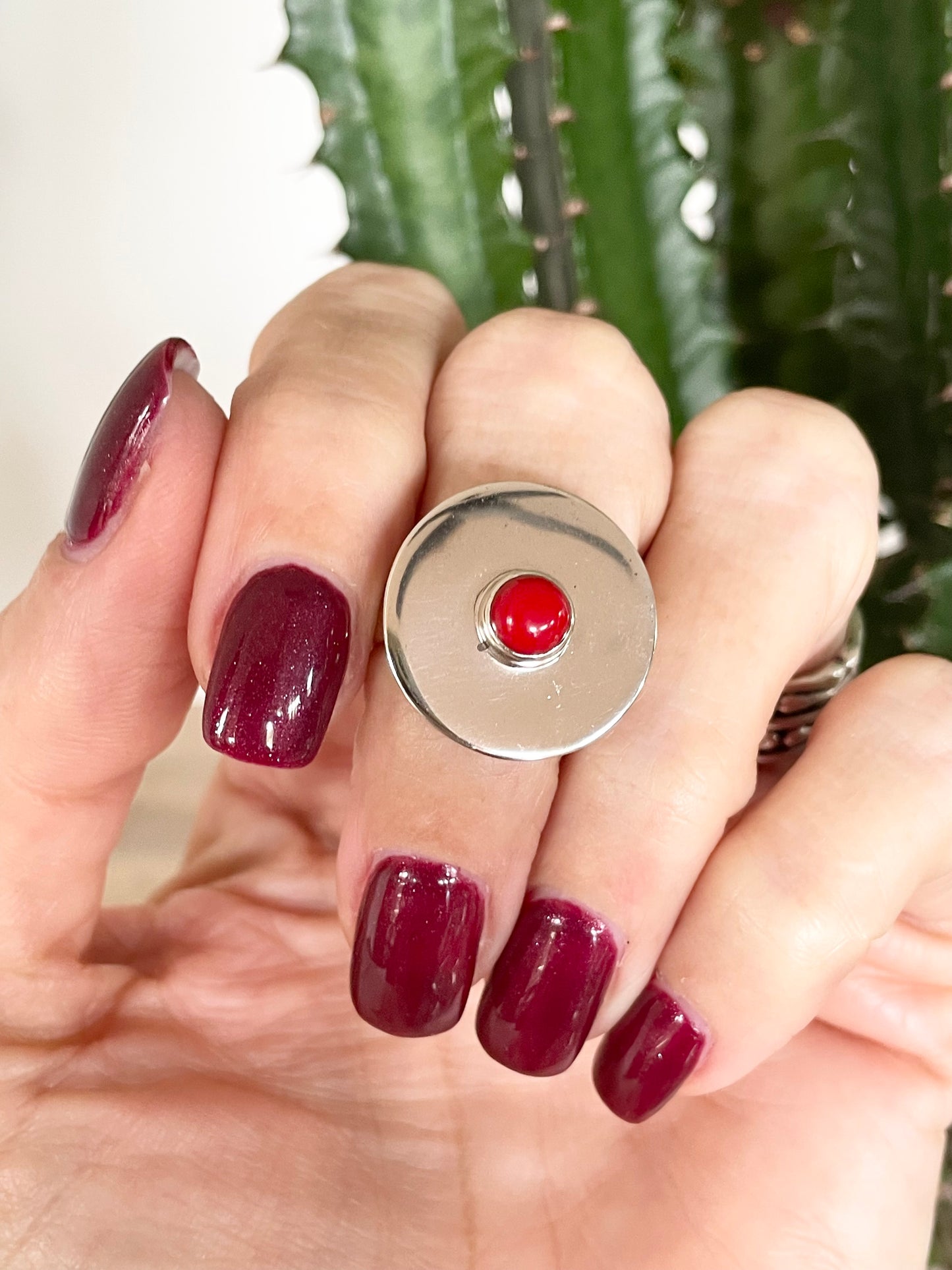 S&M Red Coral Ring ~ size 8