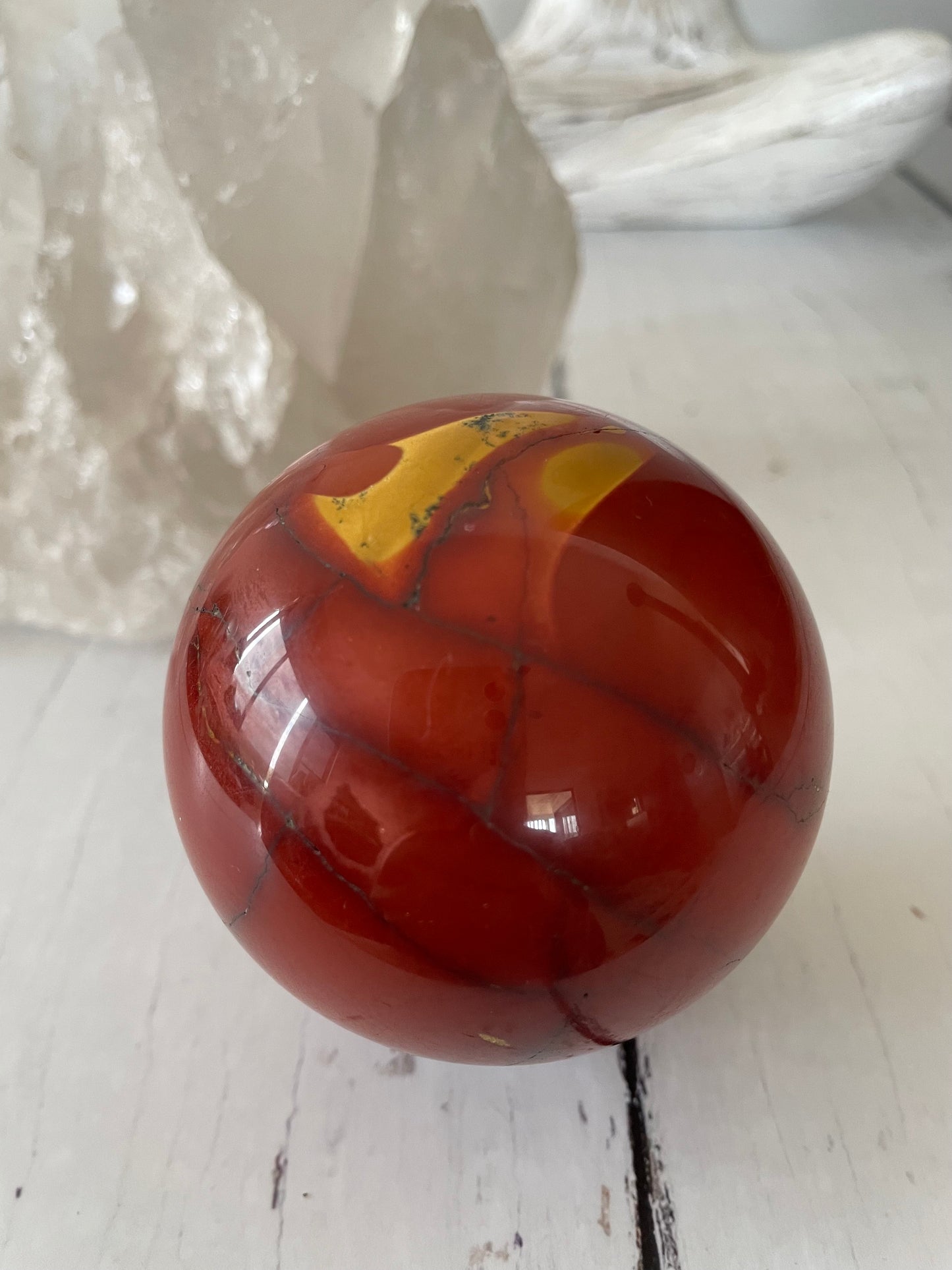 Mookaite Sphere Includes Wooden Holder