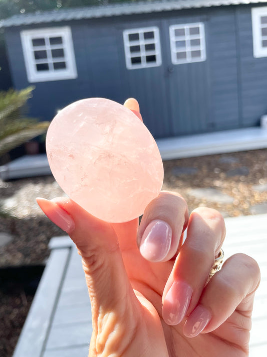 Rose Quartz Pillow Palm Stone