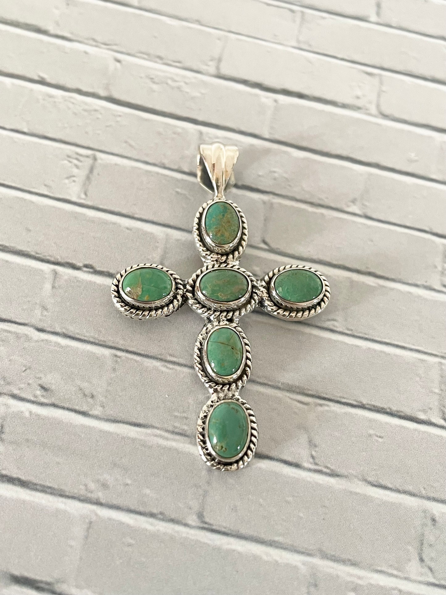 Green Mojave Turquoise Cross Pendant