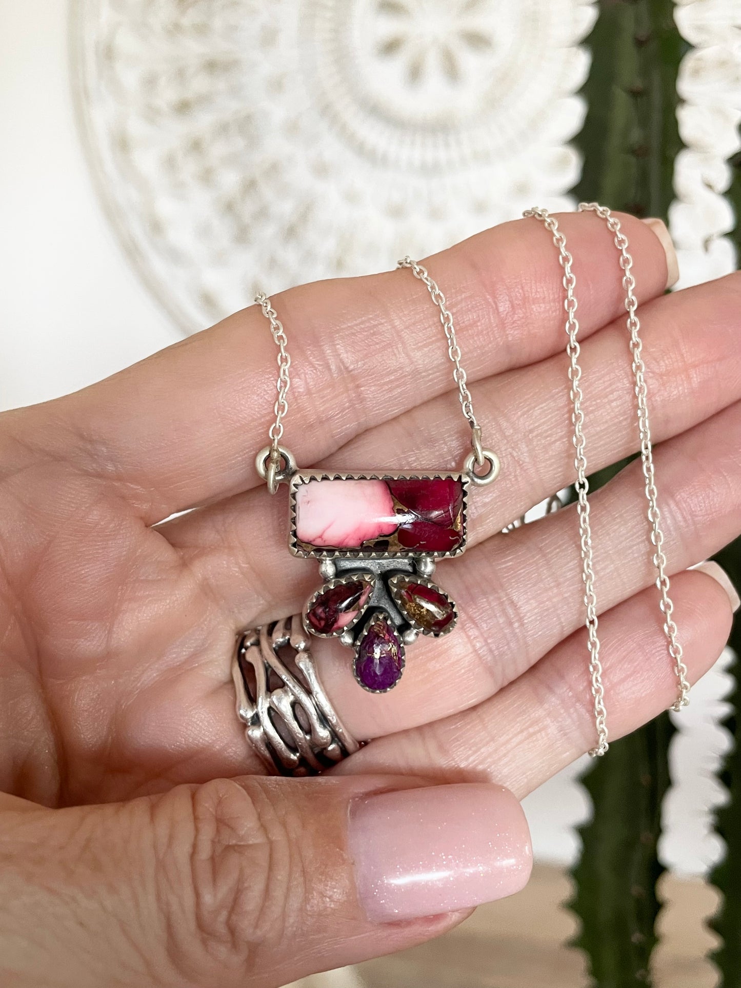 Rose Dahlia Kingman Turquoise Necklace