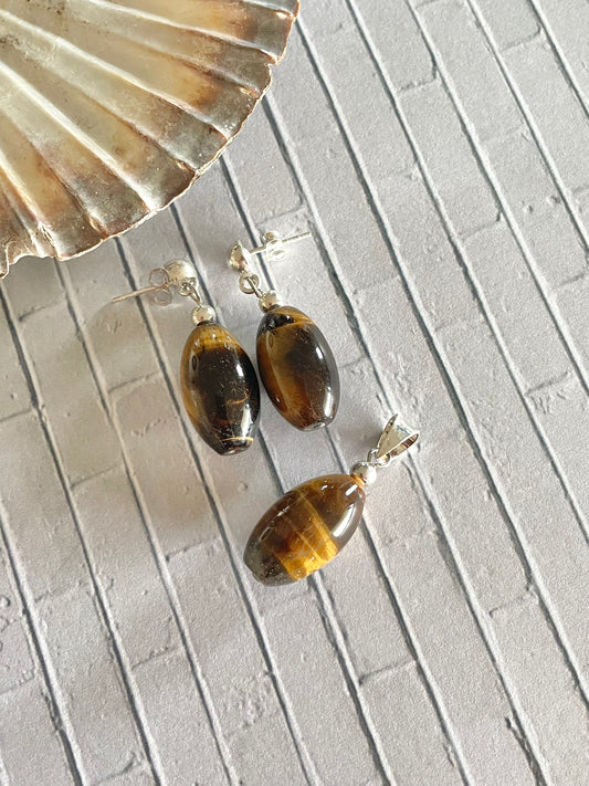 Tigers Eye Set (Dangles & Pendant)