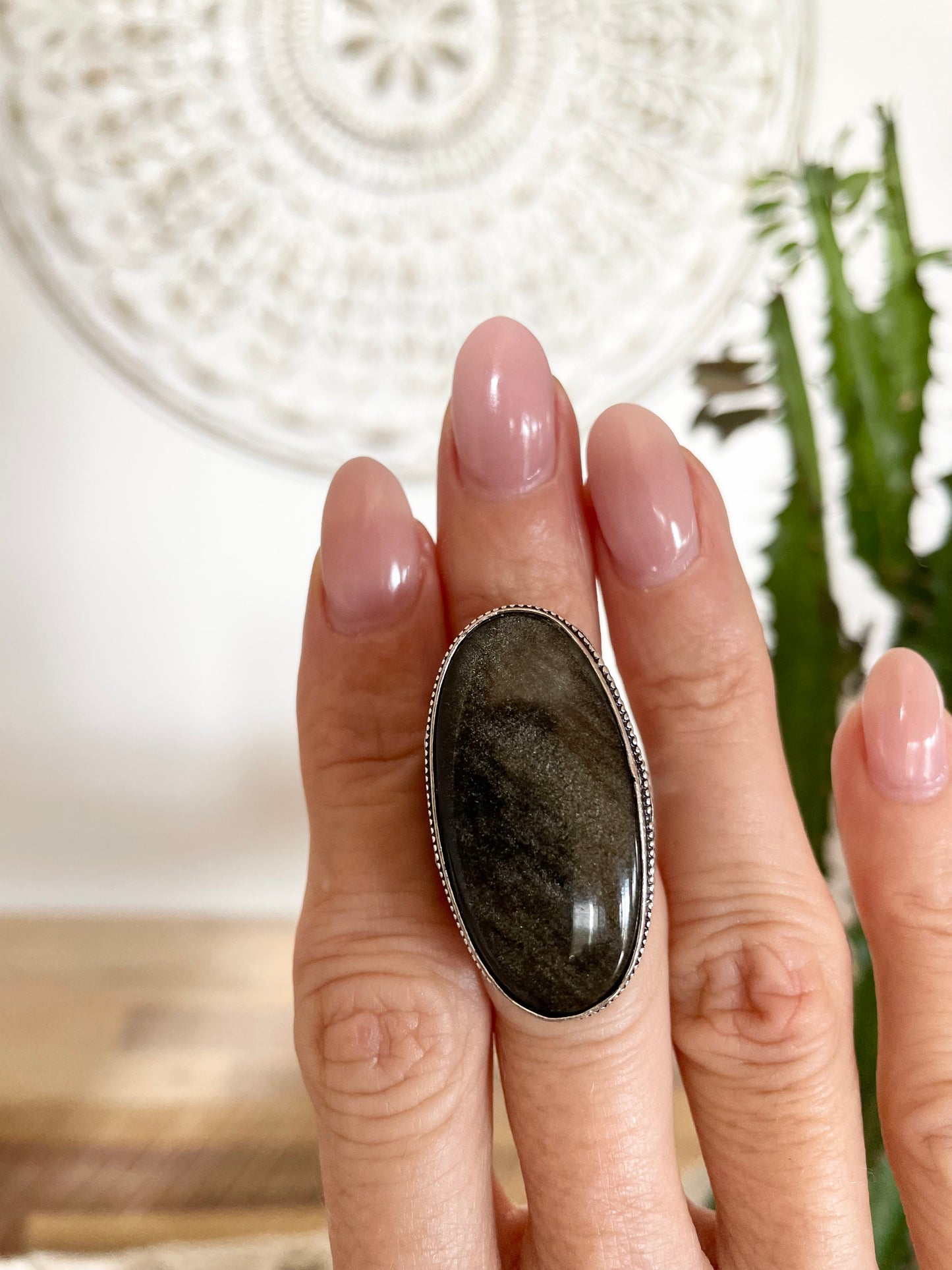 Golden Obsidian Ring - Size 6.5