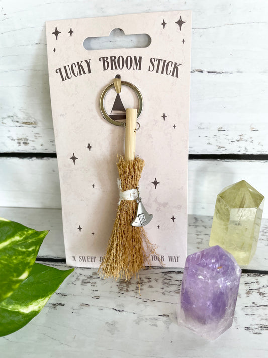 Lucky Broomstick Keyring ~ Witch Hat