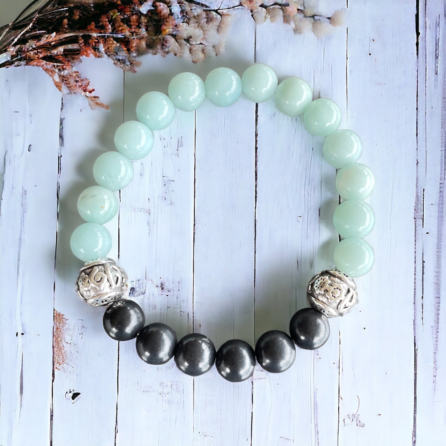 Shungite & Amazonite Healing Bracelet ~ LUCK