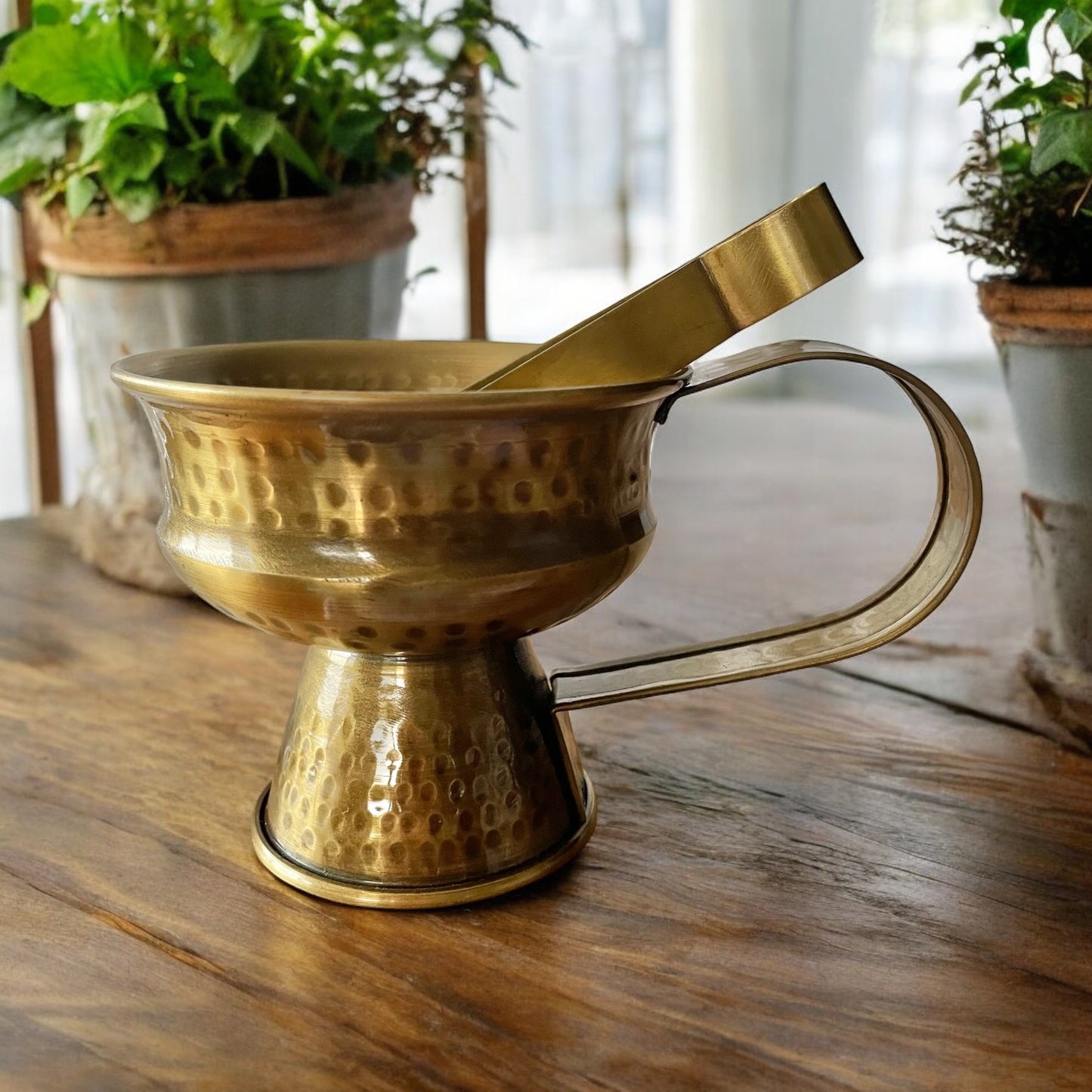 Brass Charcoal Burner With Tongs